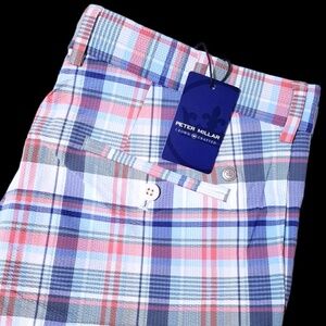 Peter Millar Crown Crafted 34 Matlock Madras Seersucker Performance Golf Shorts